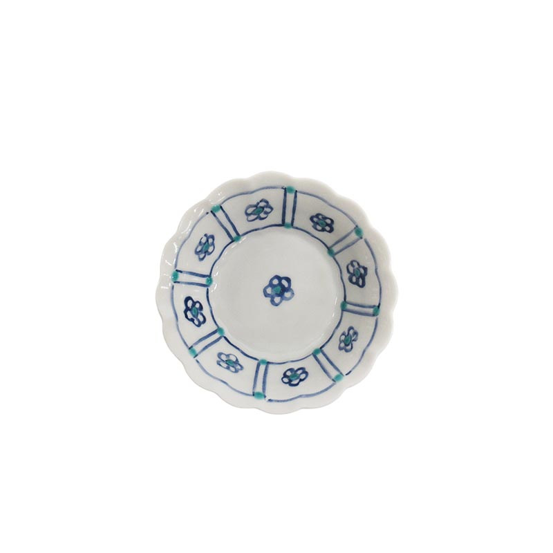 安東眉石窯  2.8菊型小付  小梅文